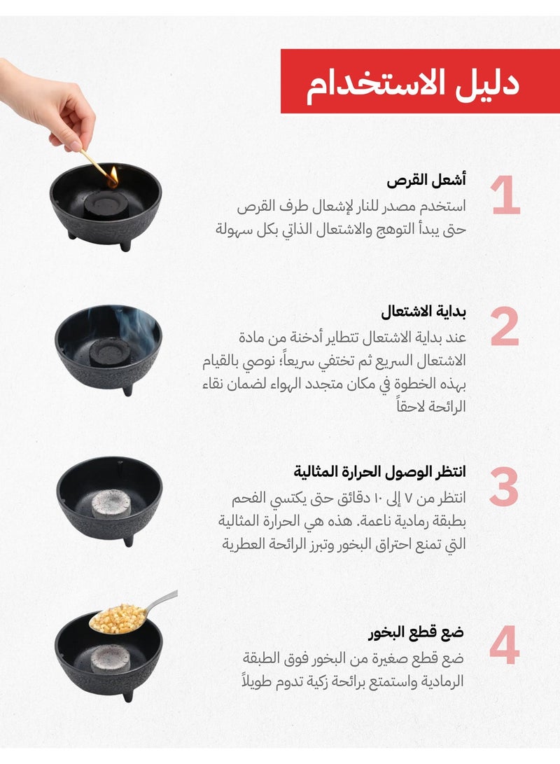 Fast-Lighting Charcoal for Incense | 100 Tablets | Easy & Instant Ignition | 45-Mins Clean Burn | Spark-Free | 33mm Tablets from AlShola - Image 3